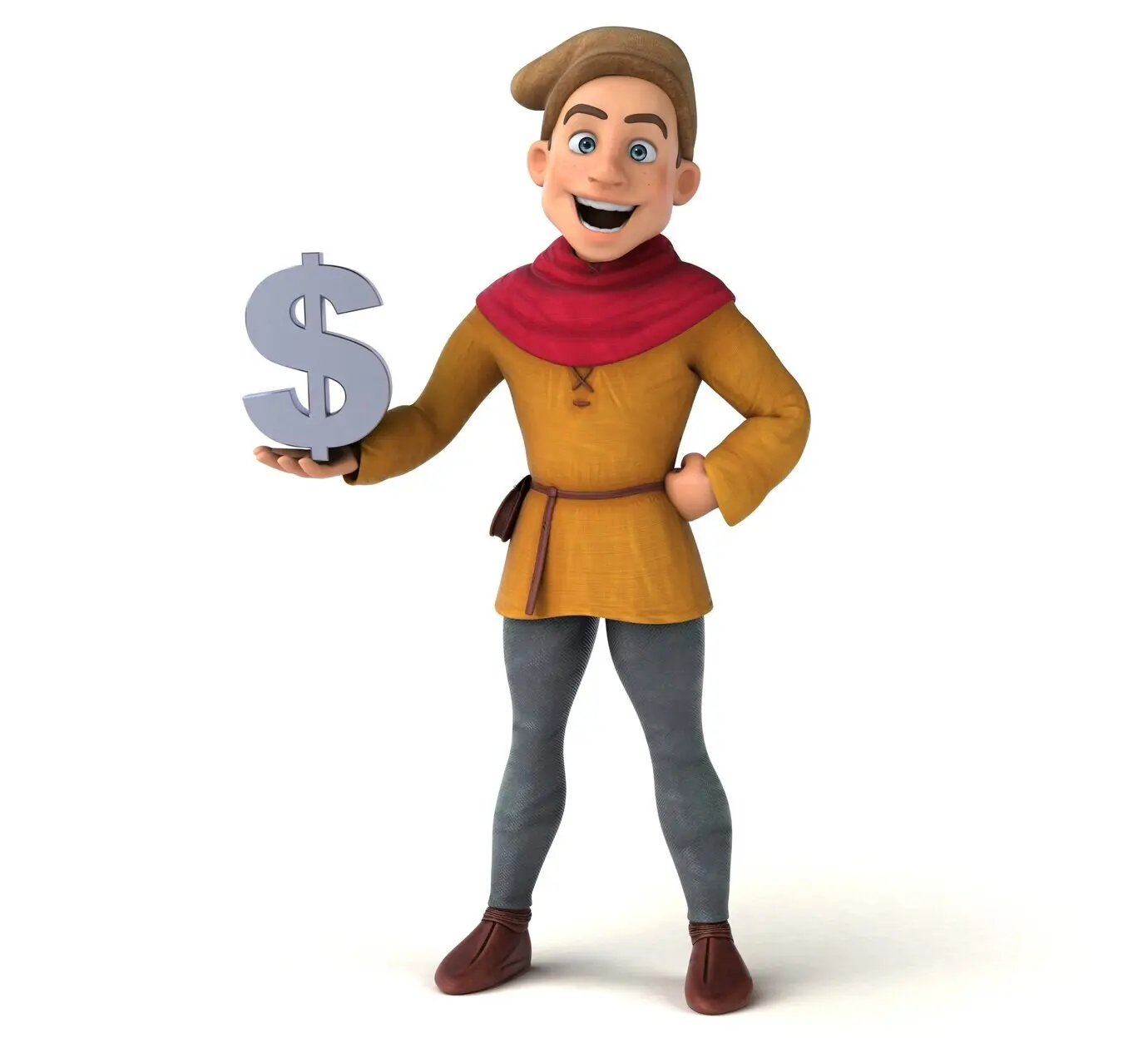 3D-Illustration einer historischen Figur aus dem Mittelalter